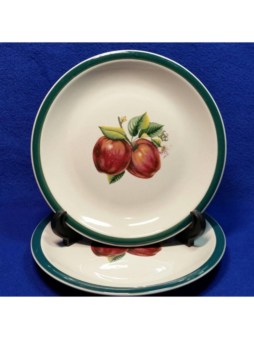 Casuals Apple 7" Salad Plates China Pearl Apples and Pink Blossoms Set of 2